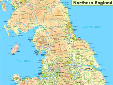 map of northern england with towns